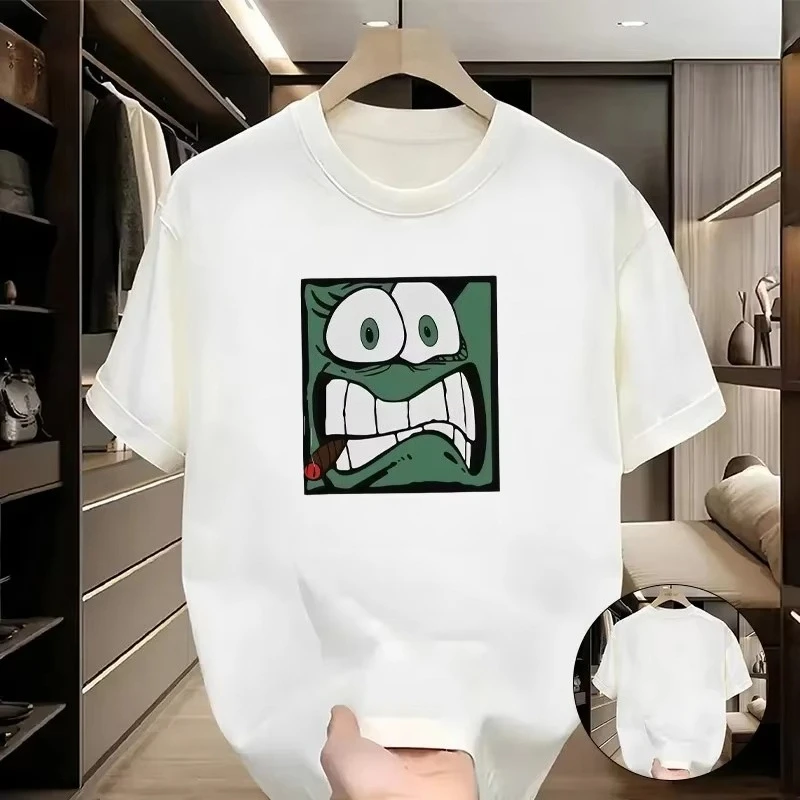 

Funny Letter Printed Pure Cotton Short Sleeved T-shirt Brand Couple Heavyweight Cotton Vintage Christmas Print T-Shirt Unisex