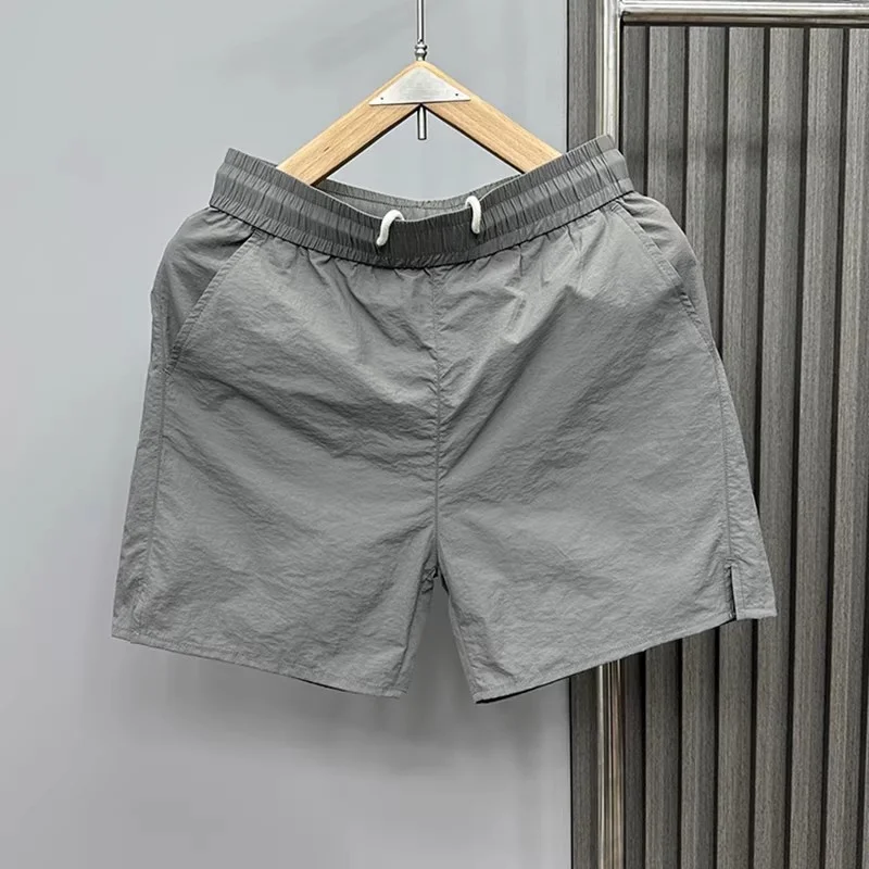 Men's Summer Thin Ice Silk Quick Dry Casual Shorts Loose Fit Straight Leg Fourths Length Sporty Leisure Threethirds Pants