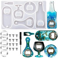 Bottle Opener Resin Molds Kit, Beer Opener Silicone Molds For Epoxy, Resin Jewelry Casting Molds For Wine Corkscrew, DIY Crafts