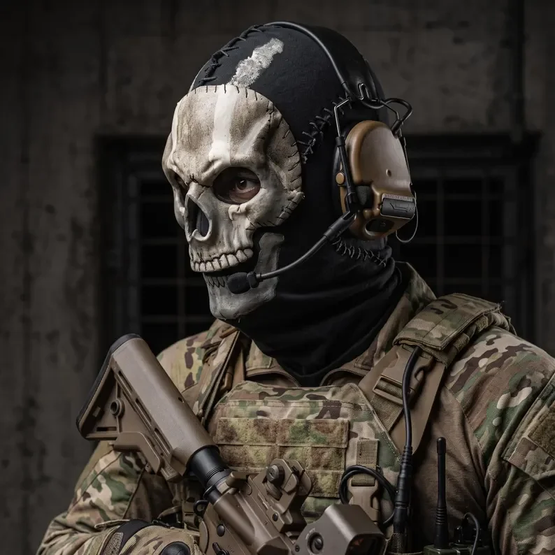 Military Ghost Tactical Skull Mask (Black), Full Face Air Gun Mask, Halloween Cosplay Outfit, Cool Men's Face Mask 4