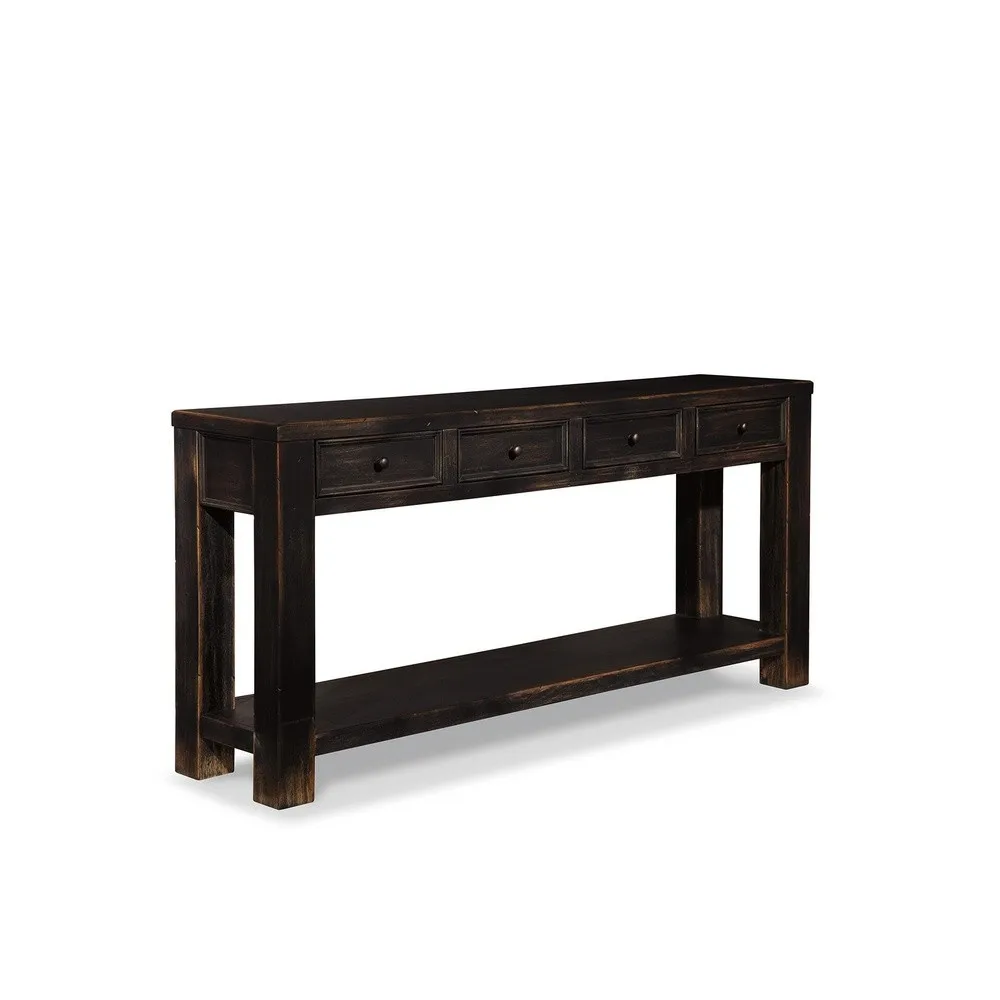 Signature Design by Ashley Gavelston Sofa Table, Couch Table with Drawers & Shelf, Hand-Finished Wood Console for