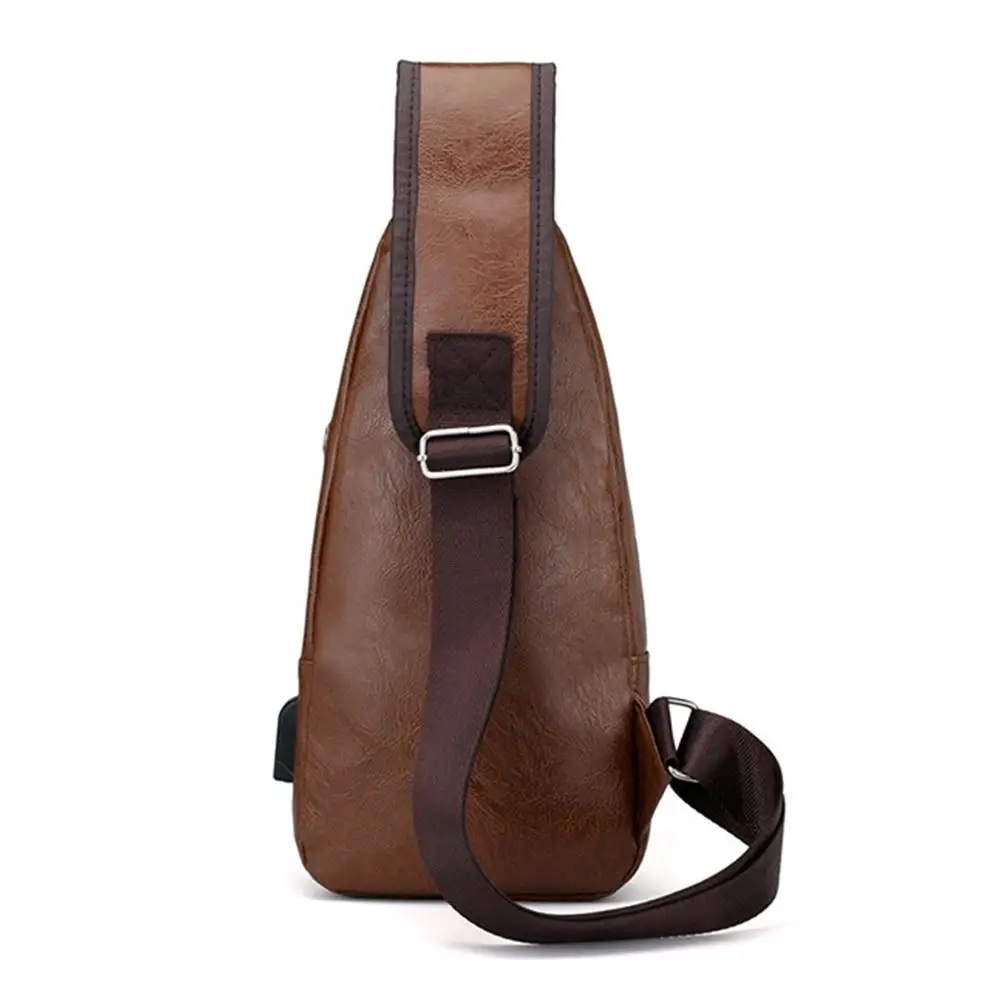 Modische Herren-Brusttasche aus PU-Leder mit USB-Ladeanschluss, lässige Umhängetasche, diebstahlsichere Reisetasche für Männer, Arbeitstasche – Detail 15