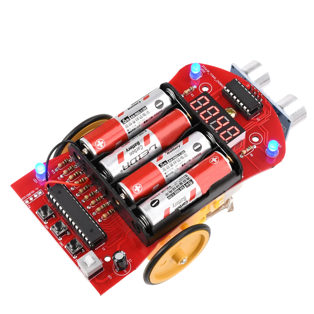 

DC 6V Ultrasonic Distance Measuring Obstacle Avoidance Car Microcontroller Intelligent Car Programming Welding Teaching DIY Kit