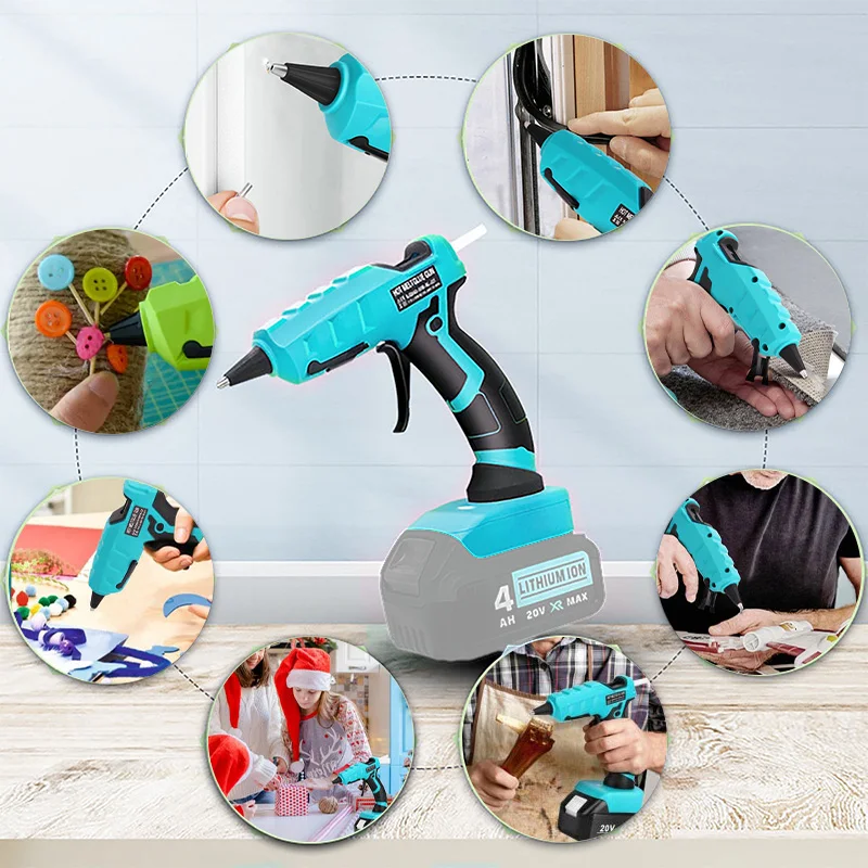 Imagem -03 - Cordless Hot Melt Glue Gun 18v Bateria com 30 Sticks Electric Faça Você Mesmo Ferramenta Compatível com Makita Dewalt Mais Black Mais Decker Mais Milwaukee