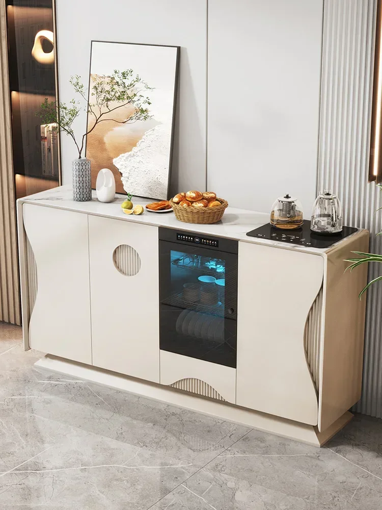 Long - lasting Light luxury wind solid wood tea bar machine cabinet multifunctional storage household living room integrated cab