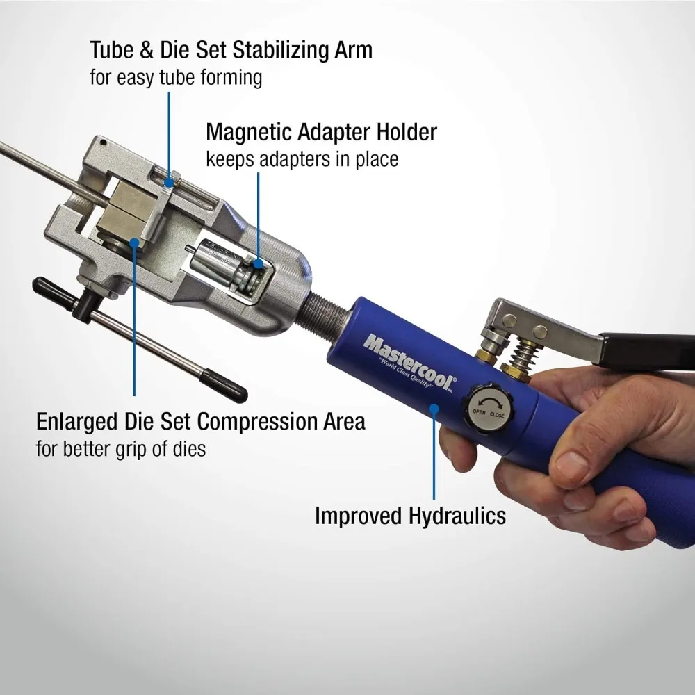 RC Universal Hydraulic Flaring Tool Set with Tube Cutter, Blue and Silver