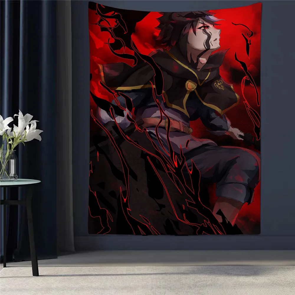 Tapiz de trébol negro de Anime, estampado artístico, tapiz de pared japonés, colgante de pared de Anime, decoración del hogar