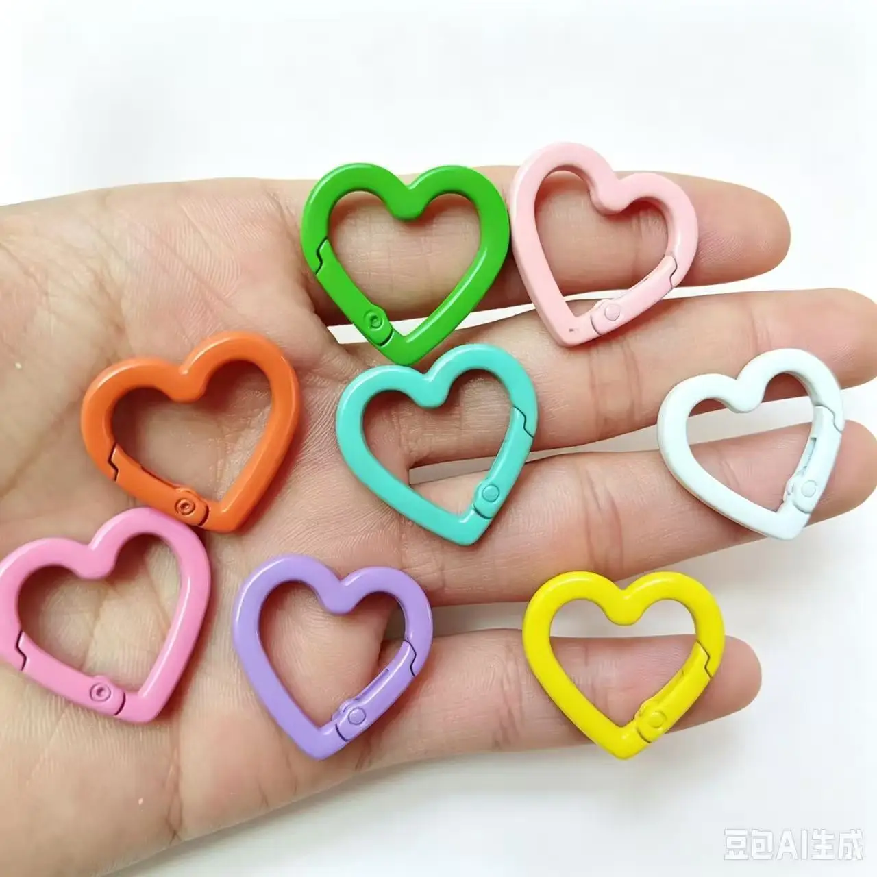 5-10PCS Mixed Color Alloy Heart Spring Clasps Snap Hooks Carabiner Keychain Clips Dolls/Label Connector For Jewelry Making DIY