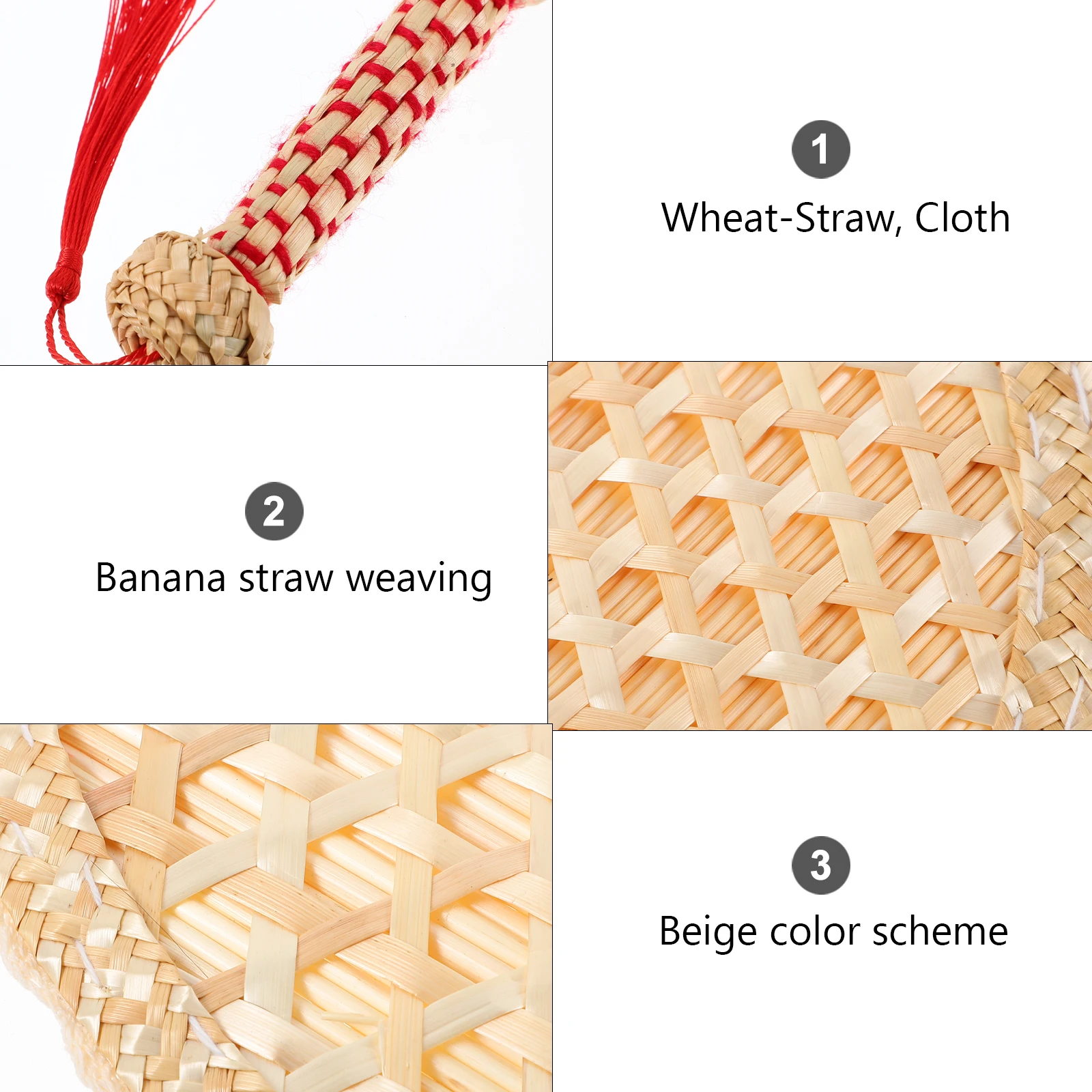 

Wheat Straw Woven Vintage Hand Fan Chinese Style Summer Decorative Handmade Outdoor Indoor Cooling Fan Elegant Rustic Home Party