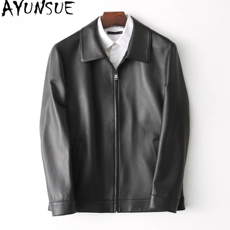 

AYUNSUE New Fashion 2025 Real Sheepskin Leather Jacket for Man Casual Business Short Genuine Leather Coat Men's Jackets abrigos