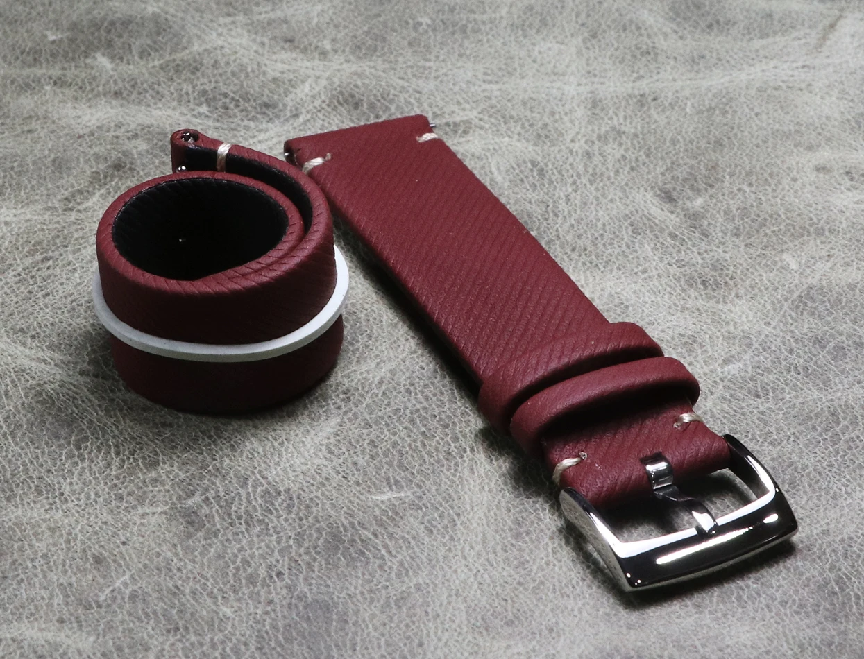 Red Black Thin Quick Release Strap French Calfskin Twill 18mm 19mm 20mm 21mm 22mm Quick-release Leather Wachbands