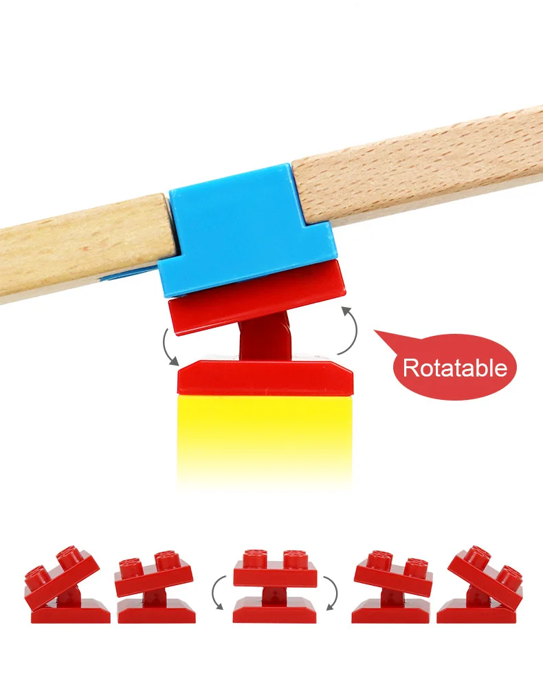 Neue 8-teilige hölzerne Zugschienen-Adapter, Schienen-Baustein-Anschluss, kompatibel mit allen Holzeisenbahn-Zugschienen-Set – Detail 7