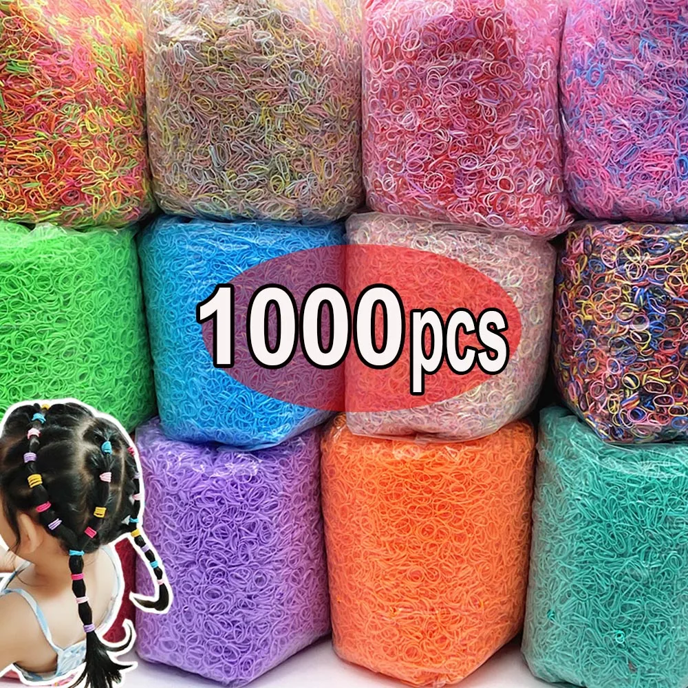 190-1000Pcs Girls Colorful Small Disposable Rubber Bands Gum For Ponytail Hold Scrunchie Hair Bands Fashion Hair Accessories