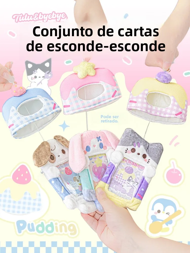 rosyposy-porta-cartoes-de-pelucia-em-formato-de-gato-ente-para-mochila-escolar-love-idol-estojo-para-cartao-de-estudan