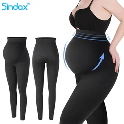 Leggings de maternidad para mujer, pantalones de cintura alta, ropa de maternidad ajustada, soporte para el vientre, ropa moldeadora de alta elasticidad