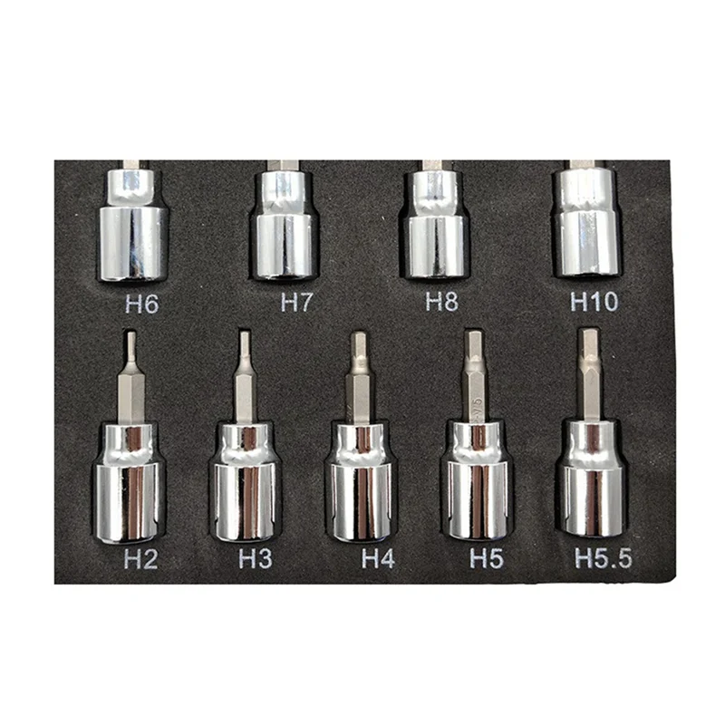 

Classy-9-Piece Set Of 3/8 Hexagonal Press Sleeve Star Press Sleeve H2-H10 Steel Sleeve Tool