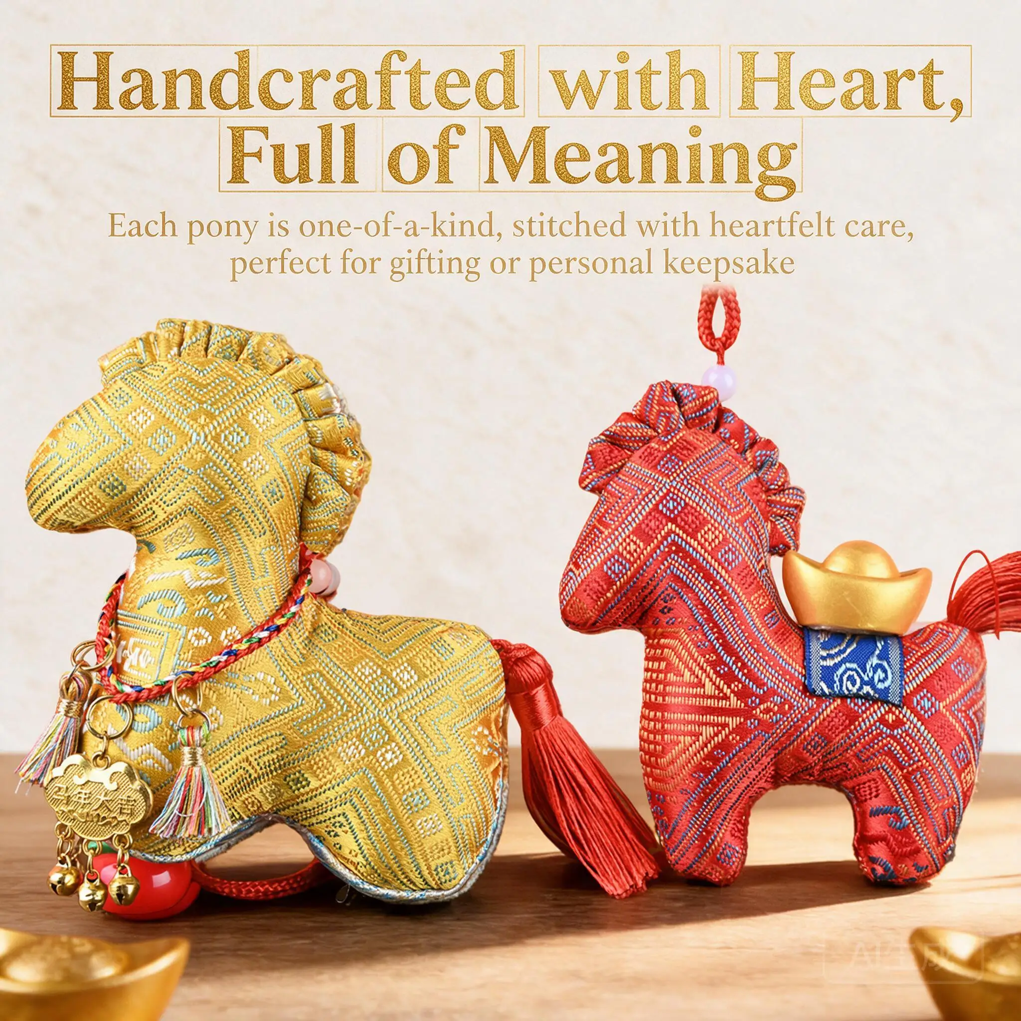 Handmade Diy Chinese Brocade Horse Plush Doll Year Of Horse Mascot Pendant Decor Sewing Craft Gift For Adults Multi Sizes Styles