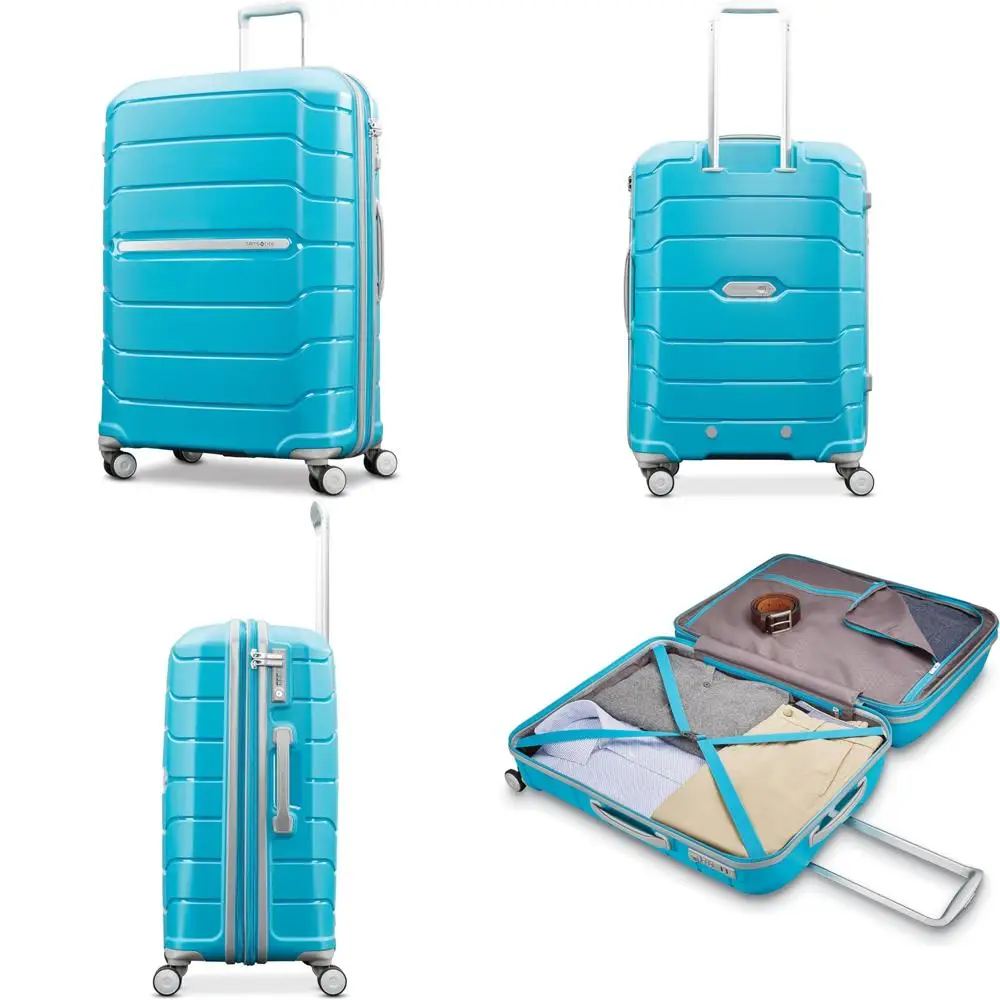 

Large Lightweight Durable Polypropylene Luggage with 360° Spinner Wheels, TSA Lock, Airline Approved, Freeform Design for Travel