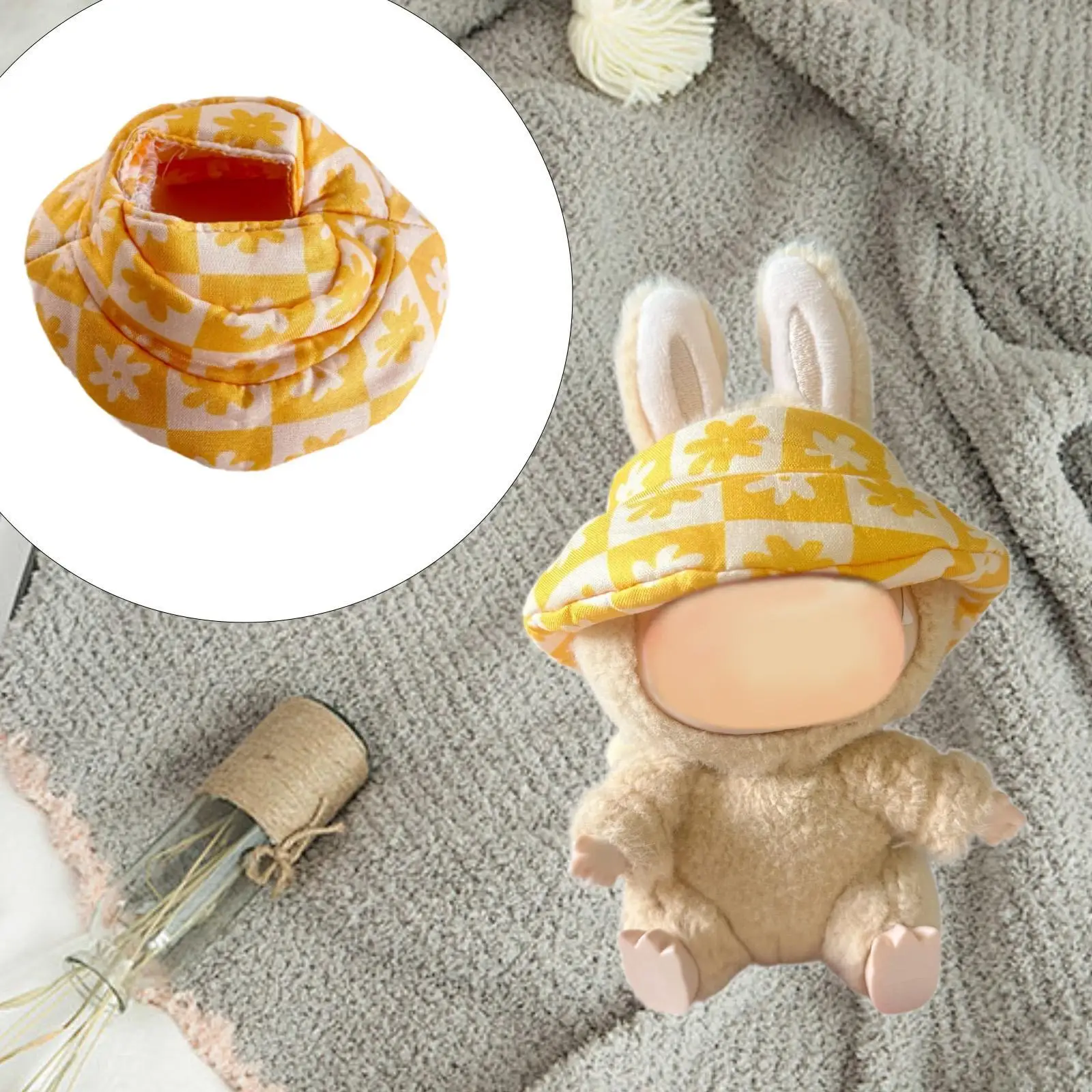 Sombrero de muñeco de peluche para niñas y niños, regalo artesanal, juego de simulación de dibujos animados suaves, accesorios de disfraces, Mini sombrero de muñeca para muñeca de 15cm/17cm