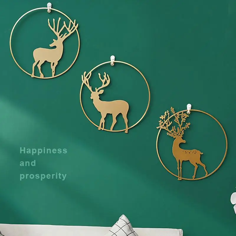 Ciervo elegante arte de pared artesanía arte de pared de Metal decoración rústica decorativa moderna decoraciones para el hogar para sala de estar salón regalo de Navidad
