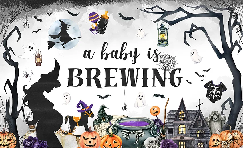 Fondo de dibujos animados de Halloween para Baby Shower, decoración de fiesta, un pequeño Boo está casi debido, fantasma, murciélago, bebé, 1er cumpleaños, foto de fondo