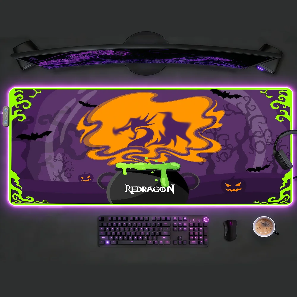 R-RedragonES Mouse Pad RGB LED Non-slip Desk Mat Rubber Gaming Accessories Large XXL Computer Office Keyboard Carpet