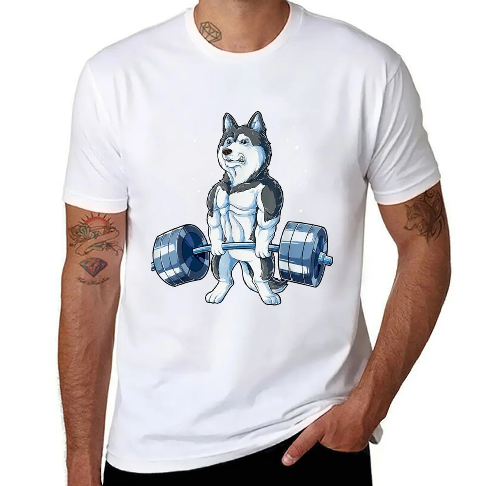 

Siberian Husky Weightlifting Funny Deadlift Men Fitness Gym T-Shirt man t shirts for men casual t shirts for man cotton T-Shirt