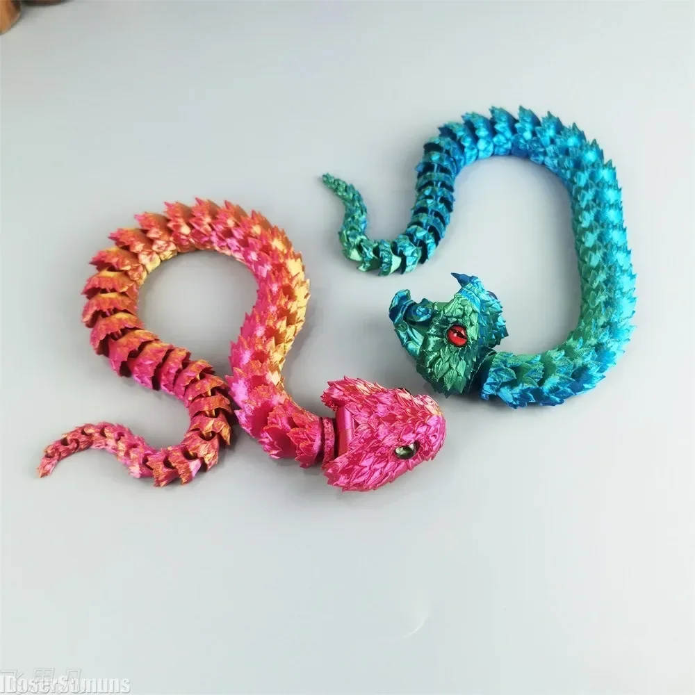 3D Printed 50cm Giant venomous snake Movable Multi-joint Model Desk Decoration Home Decoration Accessories Kids Toy Gift