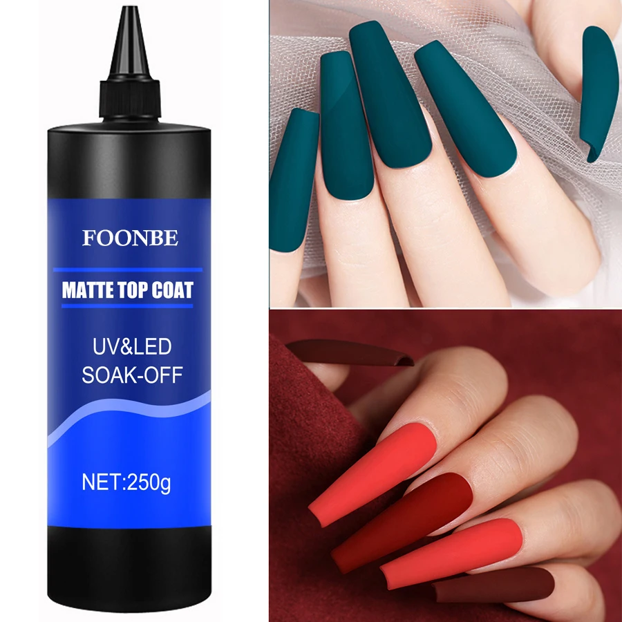 250g Super Glossy Non-Wipe Soak Off UV LED Gel Top Coat Refill Package Tempered Matte Long Wear Anti-Yellow No-Sticky Top Coat