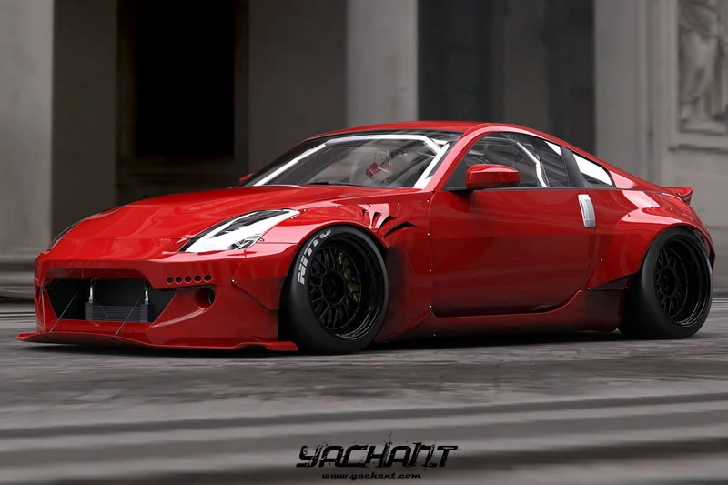 Fiber Glass 2002 to 2008 350Z Z33 RB V2 Style Body Kit Przedni zderzak z wargą LED Fender Flare Kit Tylny dyfuzor Spoiler bagażnika