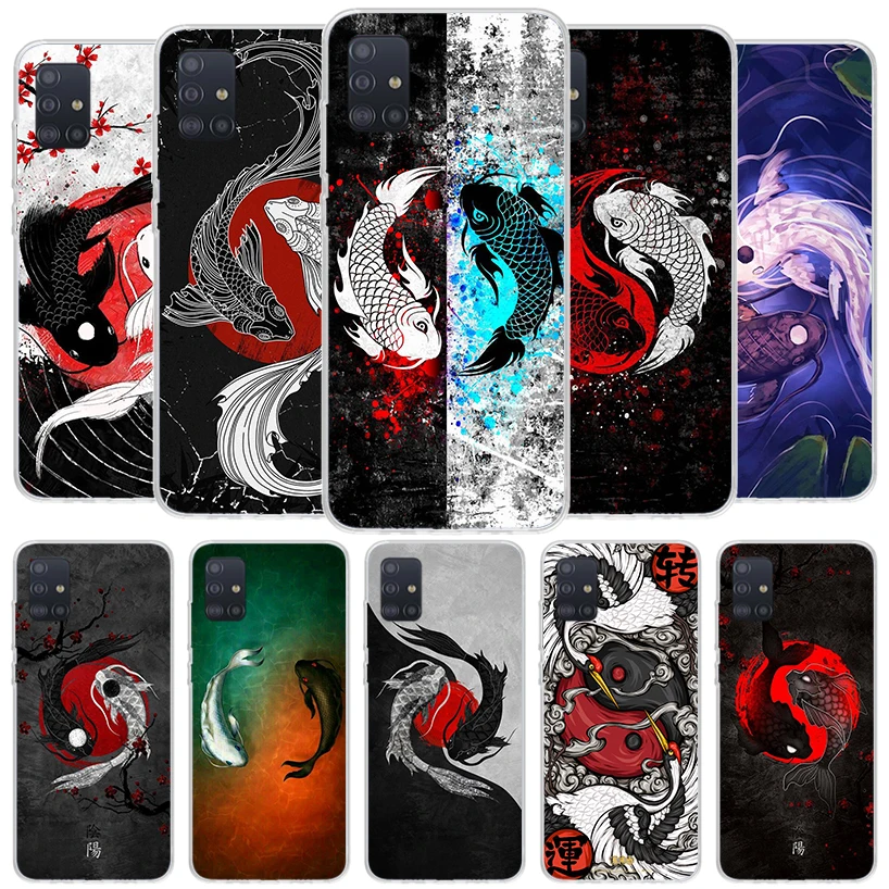 Japan Koi Fish Yin Yang Art Cover Phone Case For Samsung A51 A41 A31 A21S A71 A50S A40 A30S A20E A10S A6 A7 A8 A9 Plus Soft Fund