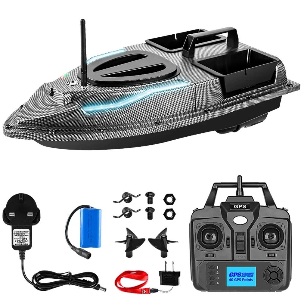 2026 New ModelFlytec V900 40 Points GPS 500m Dual Hoppers Fishing Bait Boat Auto Return Carp Fishing Boat With Steering Light