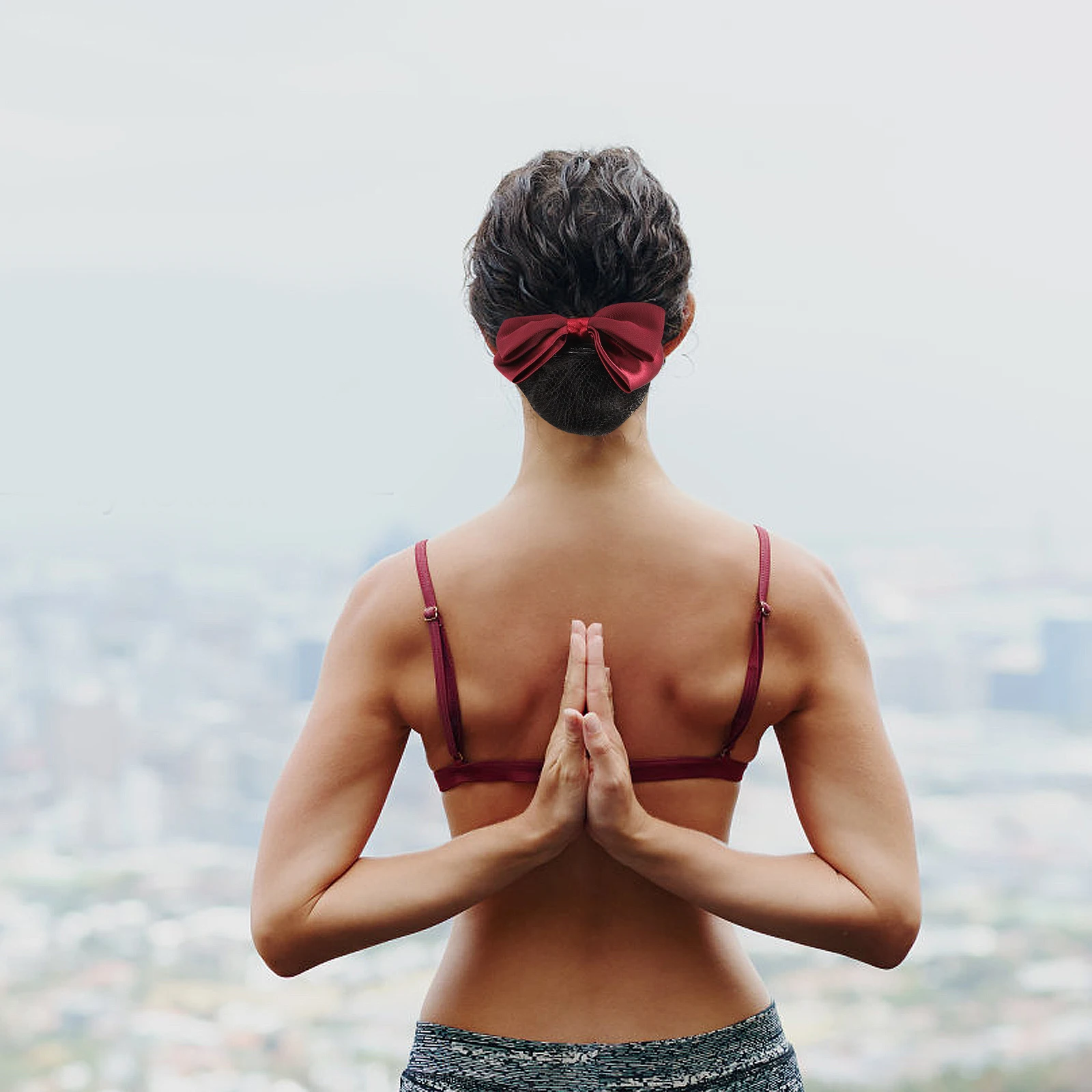 

2pcs Bun Nets Bowknot Nurse Women Accessories Nurse Hair Bun Net Elegant Hairstyle Decor For Work Hair Bow Net Clip