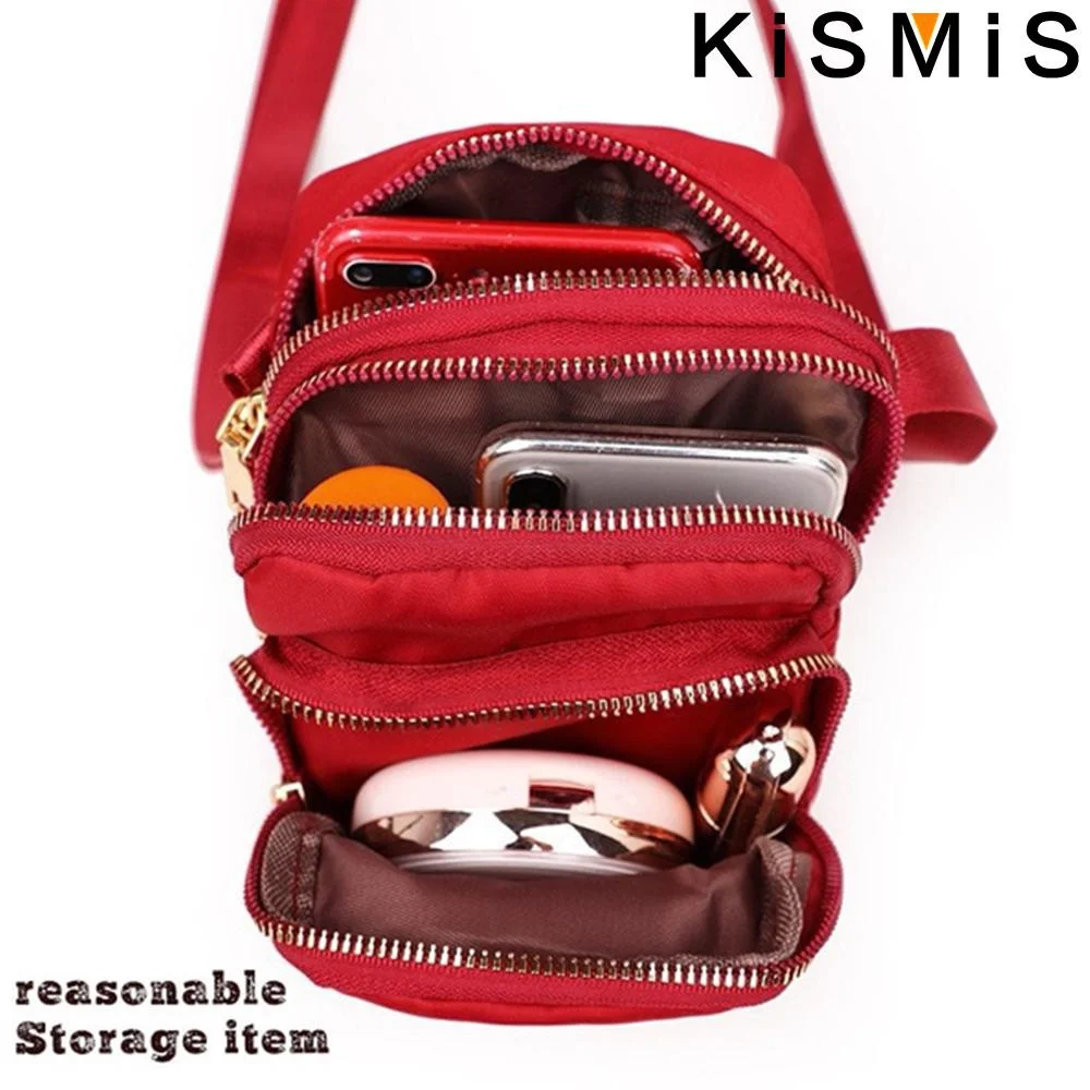 KISMIS Portable Women\'s Crossbody Bag - Fashionable Simplicity Nylon Mobile Phone and Change Shoulder Bag