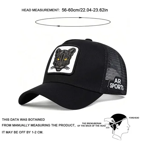 Imagen 2 del producto Gorras de red de béisbol bordadas PANTHER unisex Primavera y verano Sombreros casuales ajustables al aire libre Sombrero protector solar