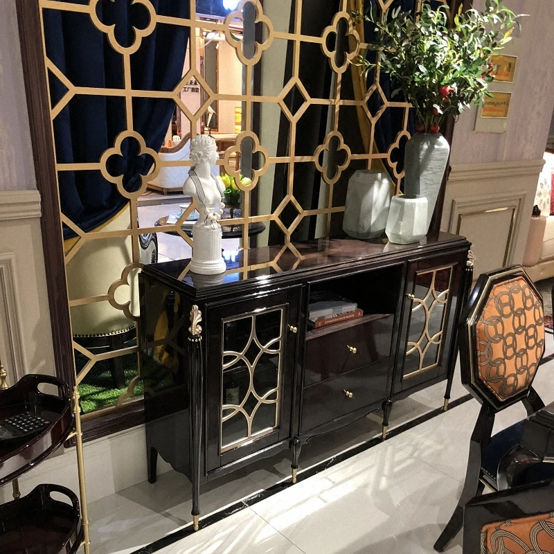 side cabinet solid wood foyer entrance modern simple storage light luxury living room furniture