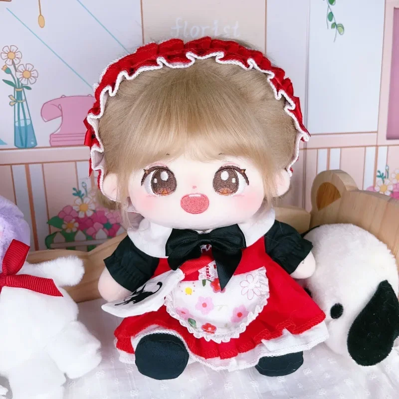 Baby clothes 20cm red and black cat maid attire cotton doll cute doll small dress changing clothes