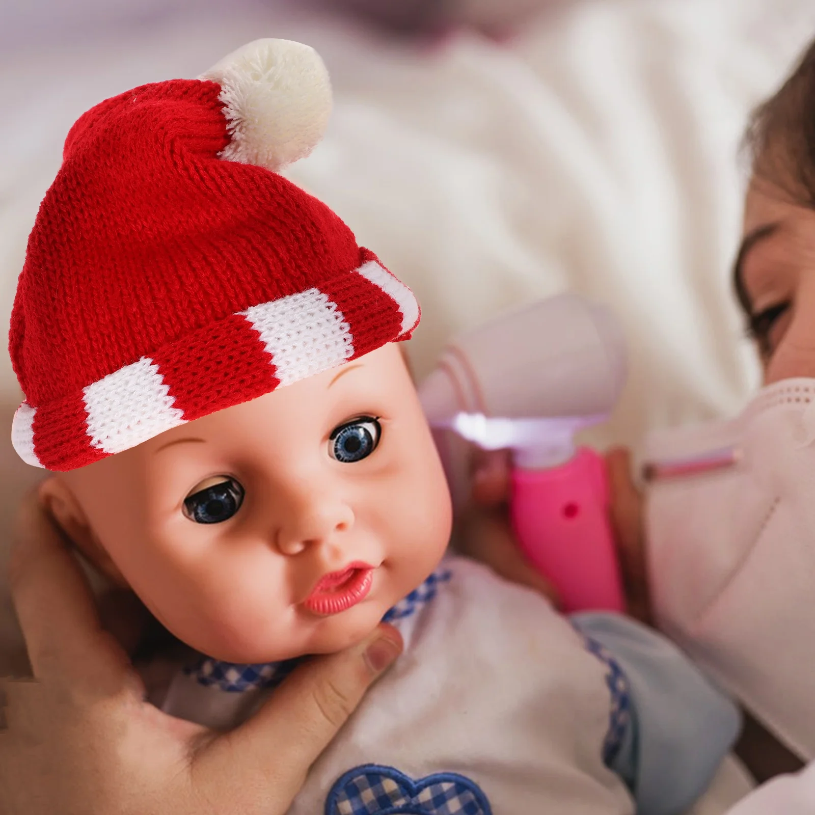 Mini Czapki Dziane Wykwintne Czapki z Wełnianej Włóczki Materiały do Rękodzieła DIY Kreatywne Dekoracje Świąteczne Akcesoria Spinki do Włosów Broszki