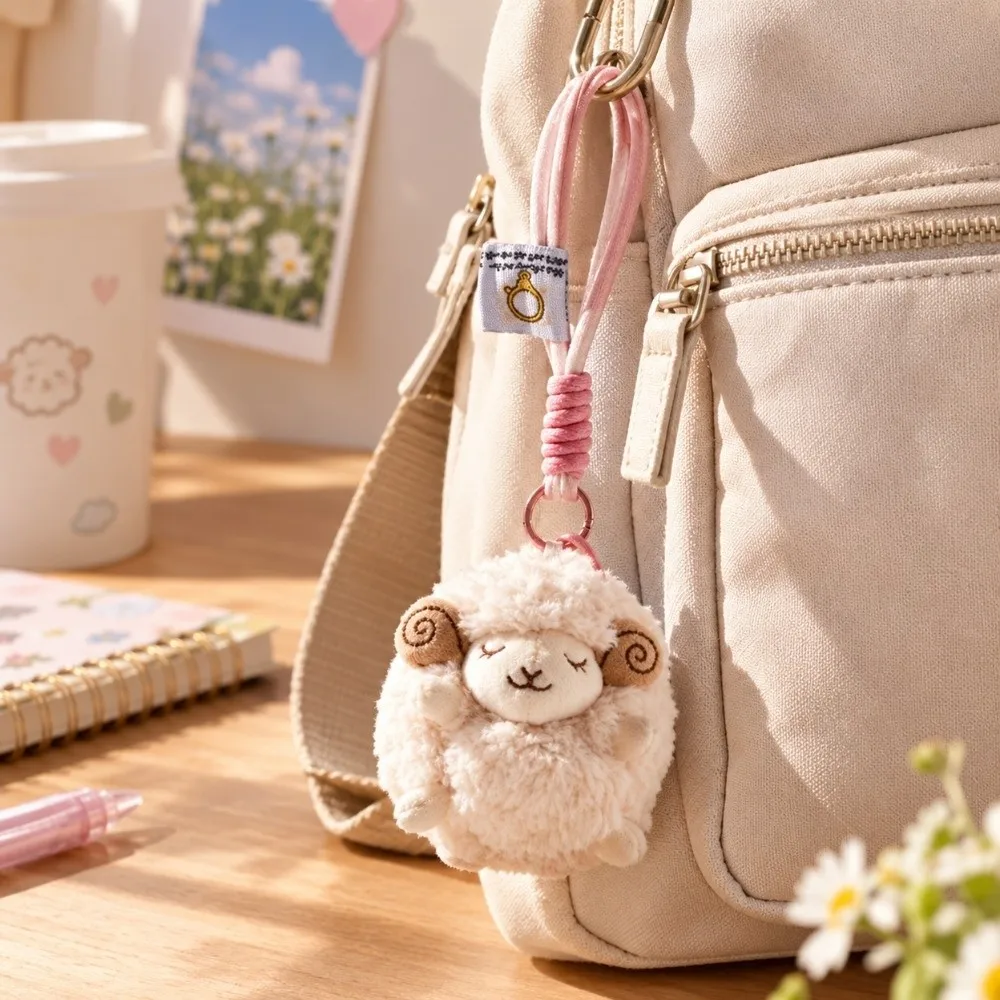 Schlüsselanhänger Weicher Flauschiger Plüsch-Schaf-Schlüsselanhänger Mini-Hängeanhänger Neujahrs-Schaf-Puppe Dekoration Lamm-Ornamente Taschendekor – Detail 10