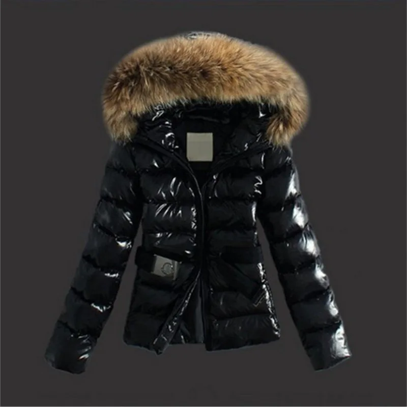 

Winter Fashion Women's Korean Pure Color Stylish Warm Coat Slim Fit Short down Cotton Jacket Large Fur Collar Removable