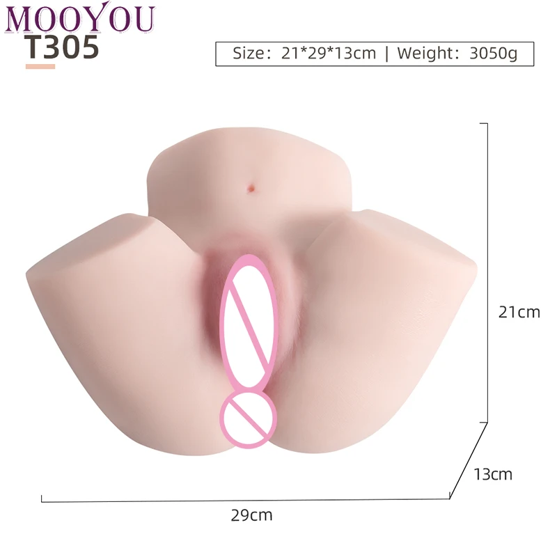 3D Realistic Artificial Buttocks Sex Toy para Homem, Dual Channel, Artificial Pussy, Ânus, Sexo vaginal, Masturbação, 18 Plus, 3050g