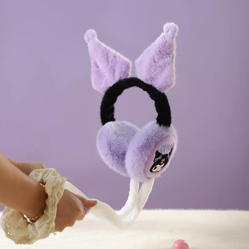 

Sanrio мультфильм Куроми зимние теплые плюшевые серьги Kawaii Cinnamoroll Melody Friends Festival персонализированный модный подарок