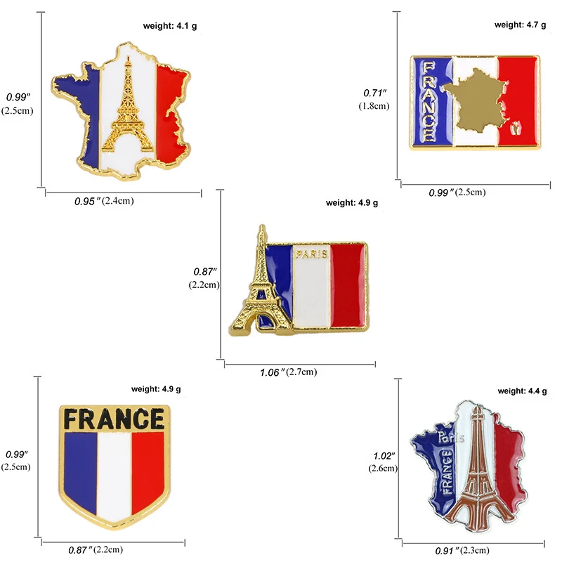 France National Flag Enamel Pins GR Paris Eiffel Tower La Tour Eiffel Souvenir Badge Brooch Bag Clothes Lapel Pin