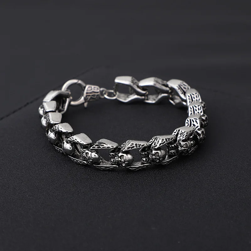 Vintage Fashion Punk Rock Motorcycle Skull Chain Men's Bracelet
