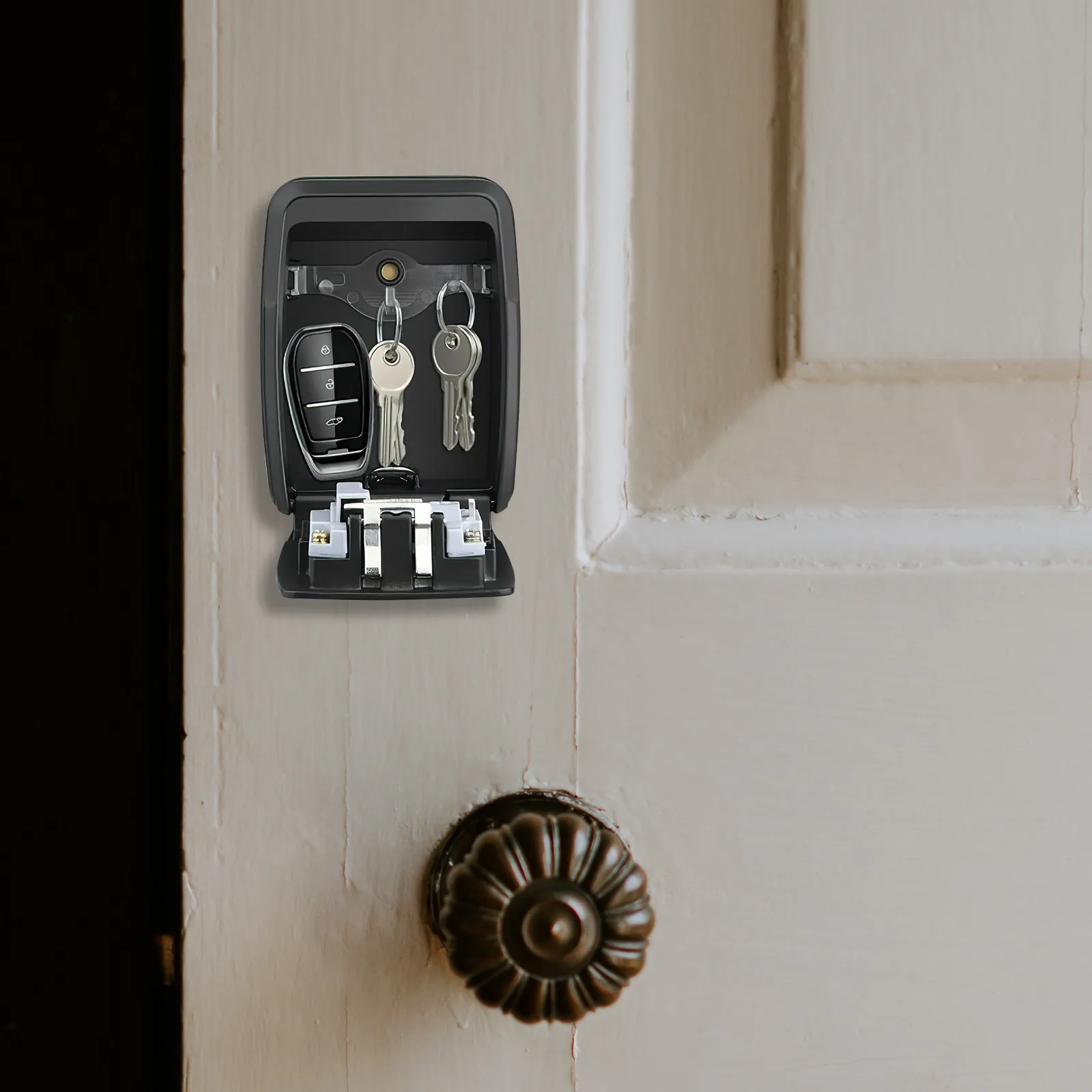 Wall Mount Key Lock Box Metal Waterproof Outdoor Home Office Garage Garden Combination Key Organizer
