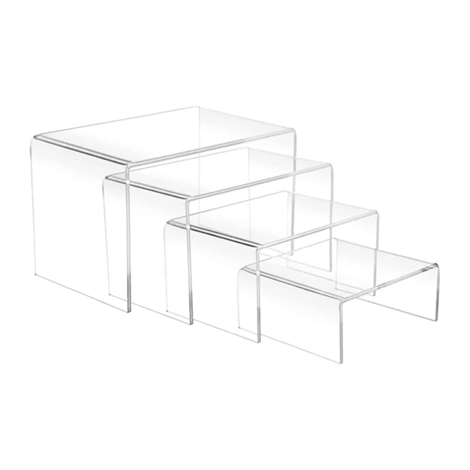 Clear Acrylic Elevated Display Shelf with Multilayer Riser Design for Wallets Jewelry and Glasses Desktop Showcase Stand for