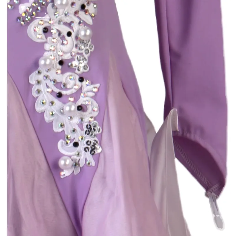 Jupe de danse moderne, robe de compétition de Performance Q282, pour salle de bal, grande robe trapèze avec cloutée en diamant, moderne