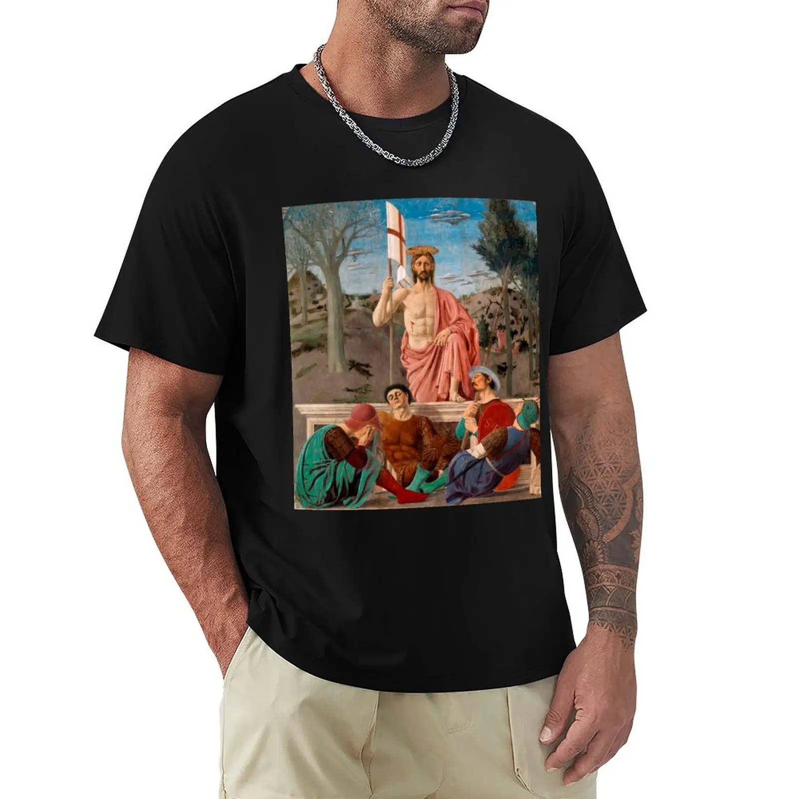 Easter: The Resurrection of Jesus Christ by Piero della Francesca T-shirt oversized Blouse men clothes