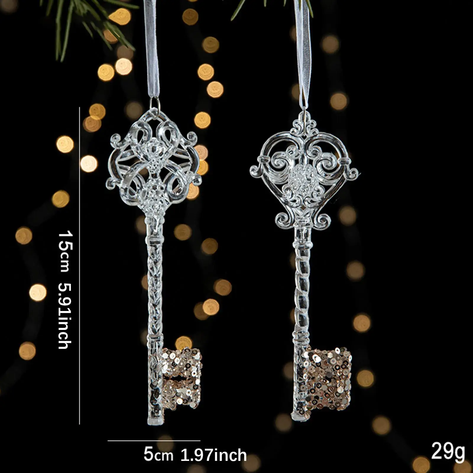 2x llaves, adornos navideños, gotas colgantes, adornos navideños, adornos colgantes para celebración de oficina, porche del Festival de Año Nuevo