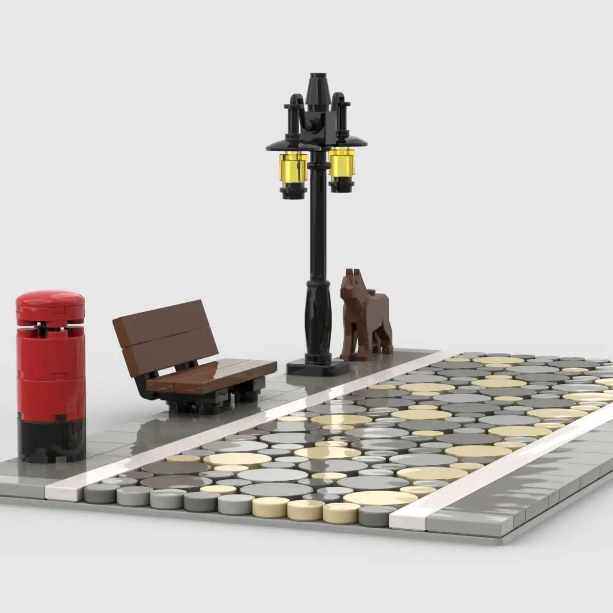 MOC Model Urban Road Scenery Street View Industrial Era Road Building Bricks DIY City Classical Landscape Toys for Kids
